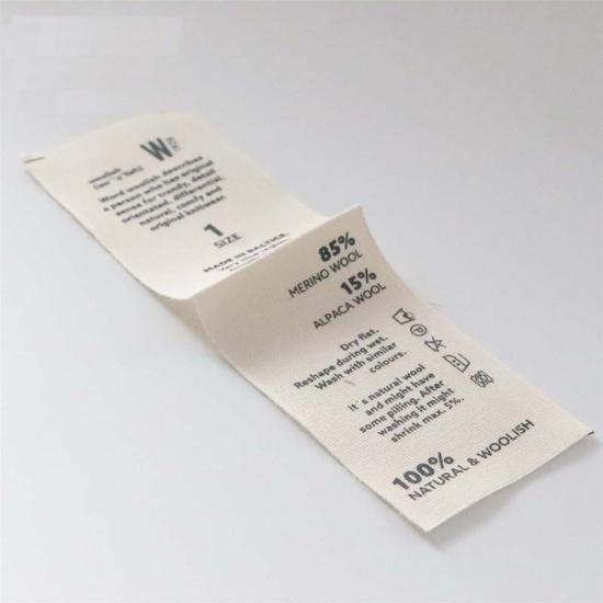 étiquettes de satin imprimées pour l'entretien des vêtements 
